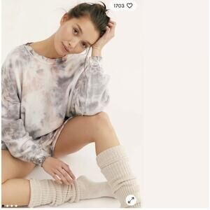 Free People Kelly Washed Tie-Dye Sweatshirt Army Combo Color-way Size Small